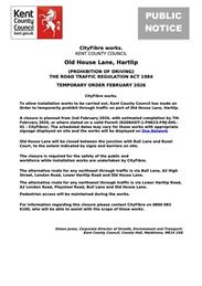 Road Closure - Old House Lane